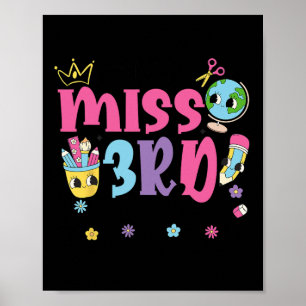 Little Miss 3rd Grader First Day Of School Kawaii Poster