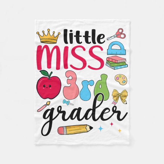 Little Miss 3rd Grader Third Day Of School Third G Fleece Blanket (Front)