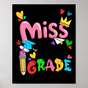 Little Miss 5th Fifth Grade Cute Back To School  Poster