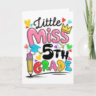 Little Miss 5th Fifth Grade Cute Ck To School  Card