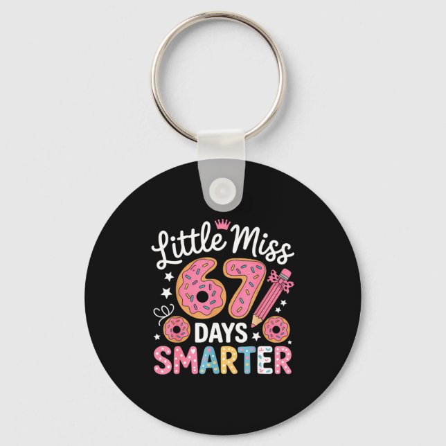 Little Miss 67 Days Smarter Kids Girls 67th Day Of Keychain (Front)