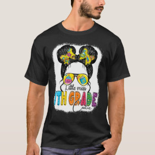 Little Miss 7th Grade Messy Bun Girl Back To Schoo T-Shirt