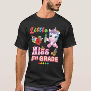 Little Miss 8Th Grade Cute Unicorn Eighth Kid Back T-Shirt