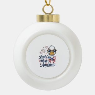 Little Miss America Patriotic Duck Vintage Shirt ( Ceramic Ball Christmas Ornament