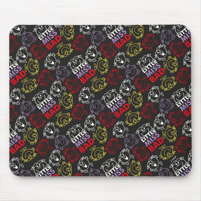Little Miss Bad | Black, Red & Yellow Pattern Mouse Pad (Front)