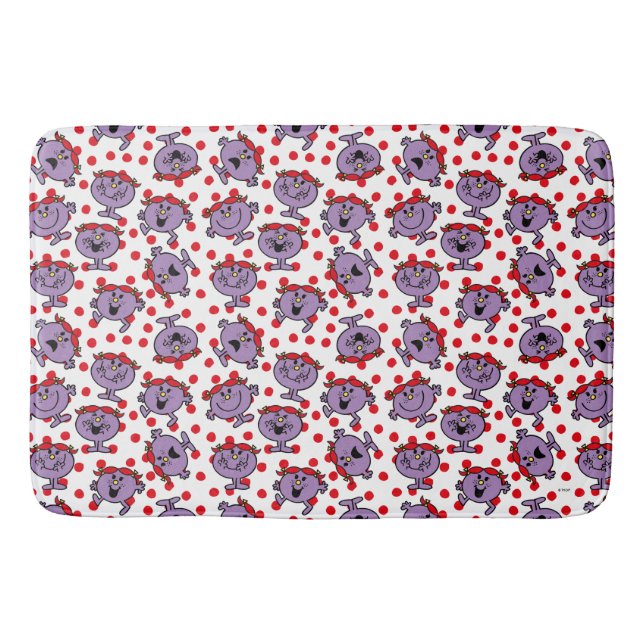 Little Miss Bad | Red Polka Dot Pattern Bath Mat (Front)