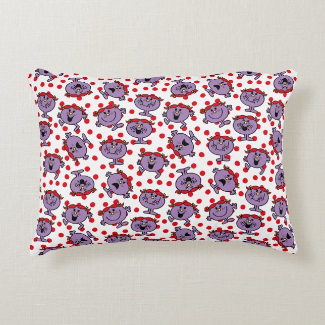 Little Miss Bad | Red Polka Dot Pattern Decorative Pillow (Front)