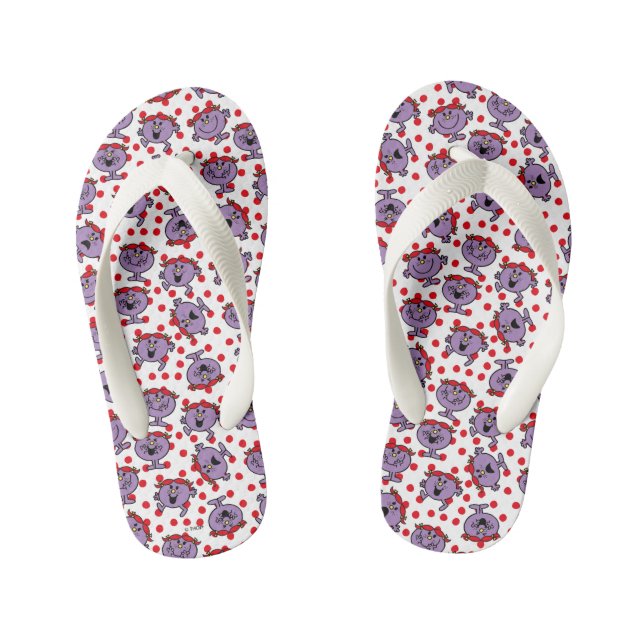 Little Miss Bad | Red Polka Dot Pattern Kid's Flip Flops (Footbed)