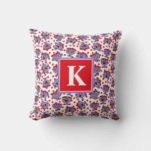 Little Miss Bad Red Polka Dot Pattern Monogram Throw Pillow