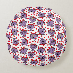 Little Miss Bad   Red Polka Dot Pattern Round Pillow