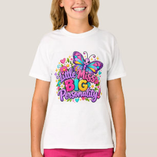 Little Miss Big Personality Cute Butterfly Girls T T-Shirt