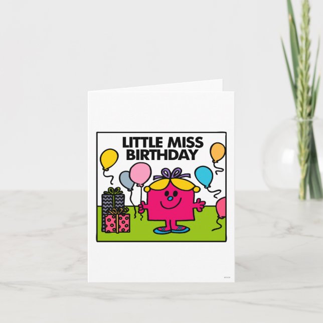 Little Miss Birthday | Presents & Balloons Card (Front)