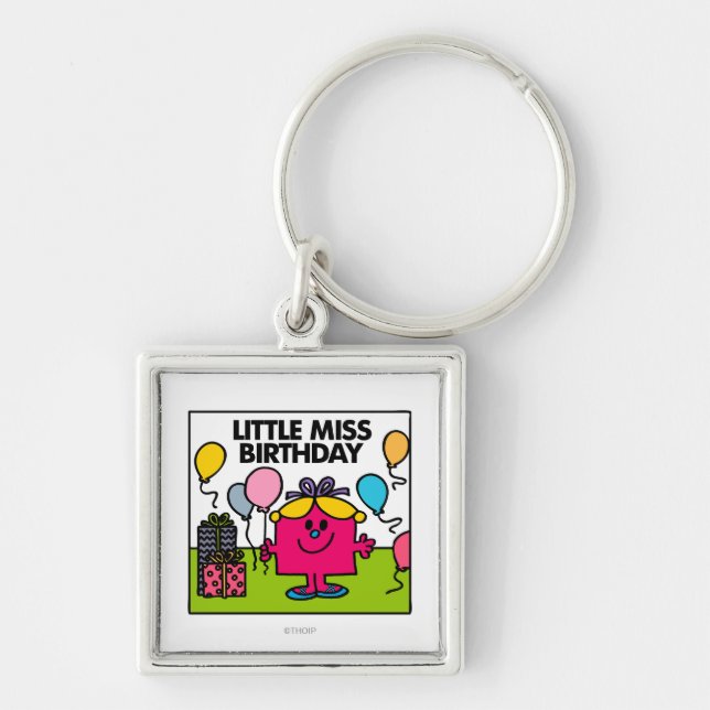 Little Miss Birthday | Presents & Balloons Keychain (Front)