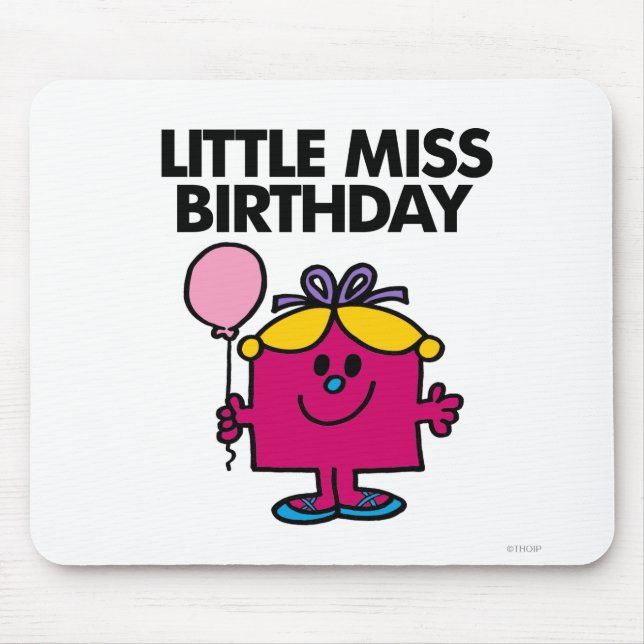 Little Miss Birthday With Pink Balloon Mouse Pad (Front)