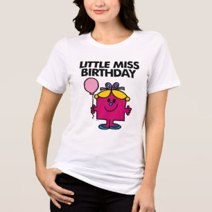 Little Miss Birthday With Pink Balloon Tri-Blend Shirt