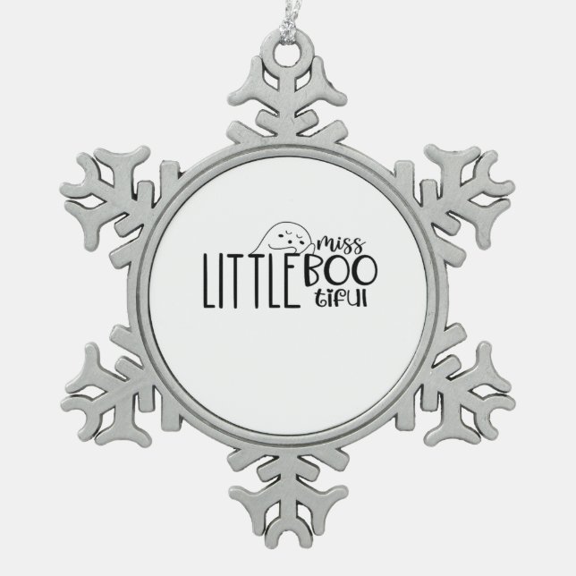 Little Miss Bootiful Retro Classic Snowflake Pewter Christmas Ornament (Front)