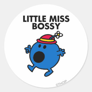 Little Miss Bossy   Black Lettering Classic Round Sticker