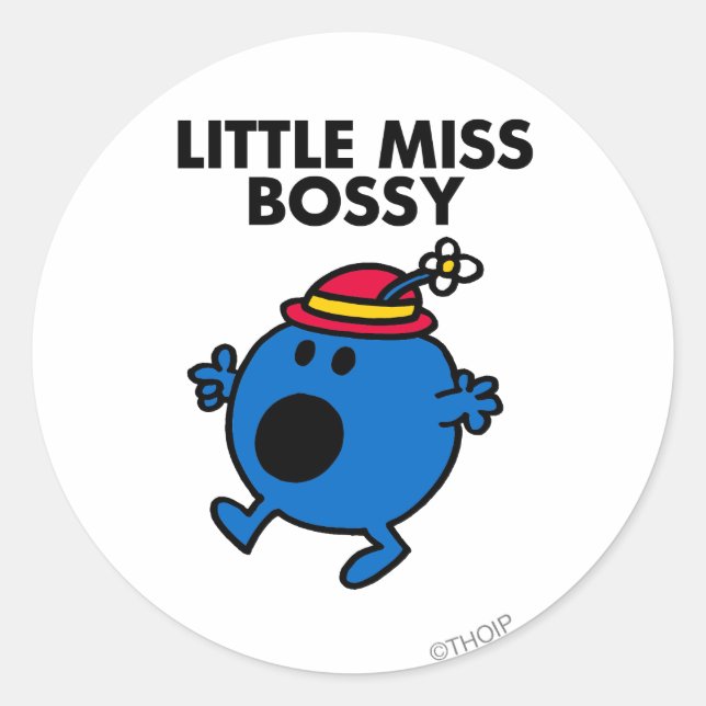 Little Miss Bossy | Black Lettering Classic Round Sticker (Front)