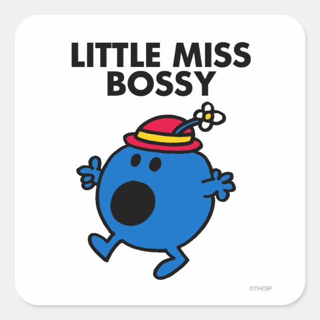 Little Miss Bossy | Black Lettering Square Sticker (Front)