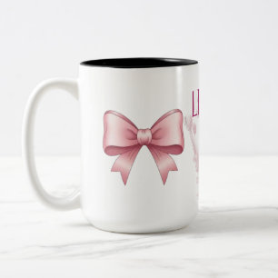 Little Miss Bow Personalized Birthday Girl bags Two-Tone Coffee Mug