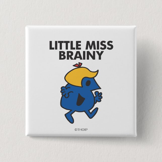 Little Miss Brainy On The Move 2 Inch Square Button (Front)