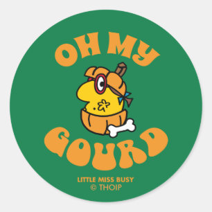 Little Miss Busy Oh My Gourd Halloween Classic Round Sticker