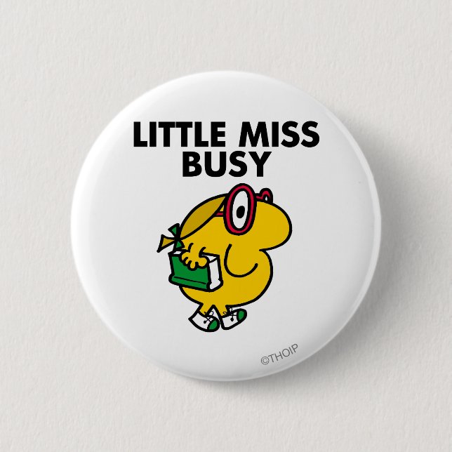 Little Miss Busy | Reading Time 2 Inch Round Button (Front)
