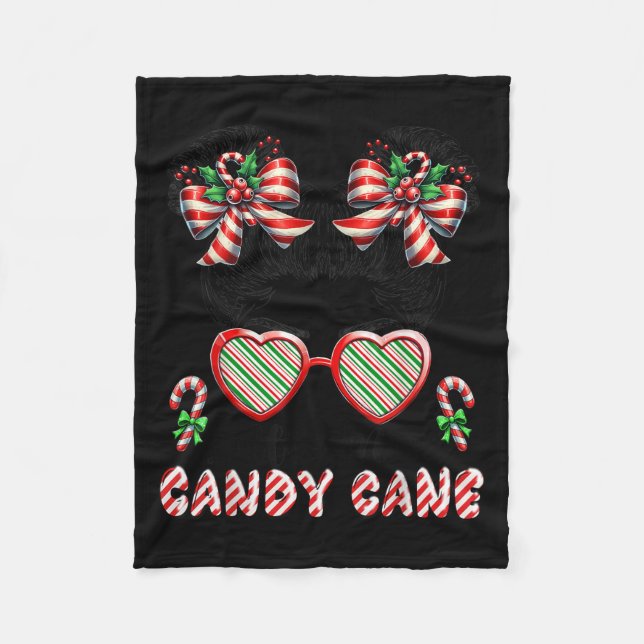Little Miss Candy Cane Christmas Messy Bun Toddler Fleece Blanket (Front)