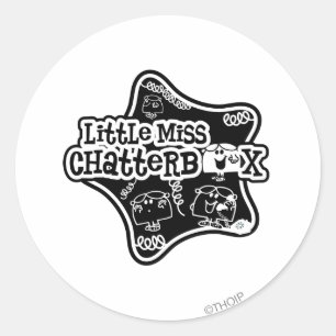 Little Miss Chatterbox   Black & White Star Classic Round Sticker