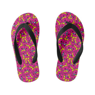 Little Miss Chatterbox Bright Pink Pattern Kid's Flip Flops