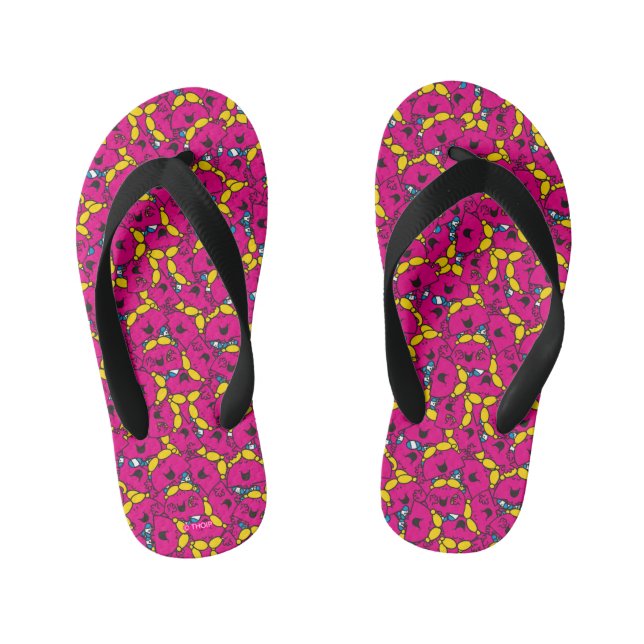 Little Miss Chatterbox | Bright Pink Pattern Kid's Flip Flops (Footbed)