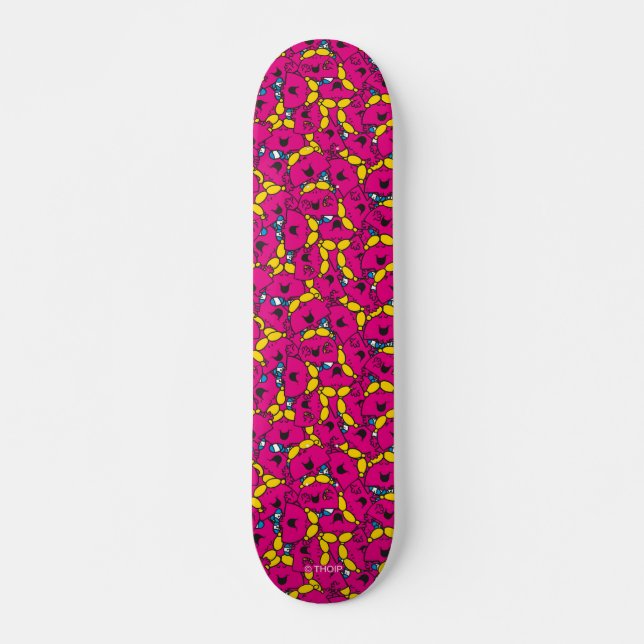 Little Miss Chatterbox | Bright Pink Pattern Skateboard (Front)