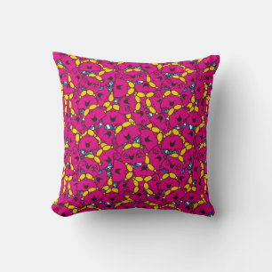 Little Miss Chatterbox Bright Pink Pattern Throw Pillow