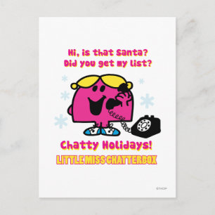 Little Miss Chatterbox Christmas Wish List Holiday Postcard