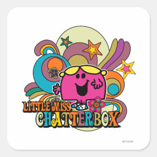 Little Miss Chatterbox & Colorful Swirls Square Sticker
