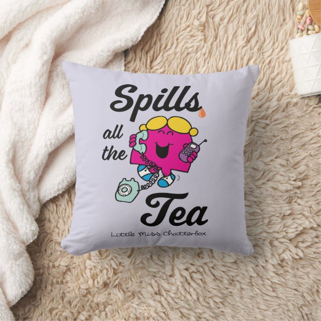 Little Miss Chatterbox Spills All The Tea Throw Pillow (Blanket)