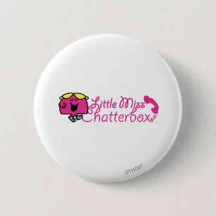 Little Miss Chatterbox Telephone Cord Lettering 2 Inch Round Button