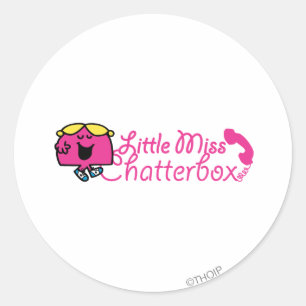 Little Miss Chatterbox   Telephone Cord Lettering Classic Round Sticker