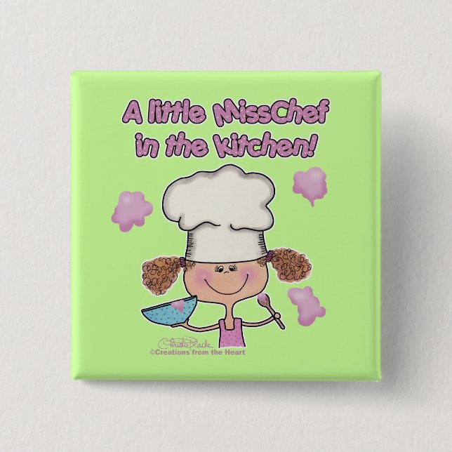 Little Miss Chef 2 Inch Square Button (Front)