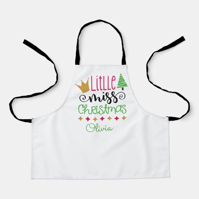 Little Miss Christmas Girls Name Apron (Front)