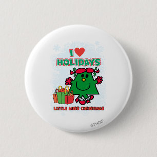 Little Miss Christmas   I Love Holidays 2 Inch Round Button