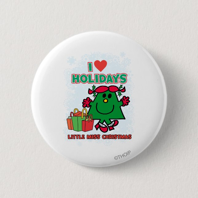 Little Miss Christmas | I Love Holidays 2 Inch Round Button (Front)