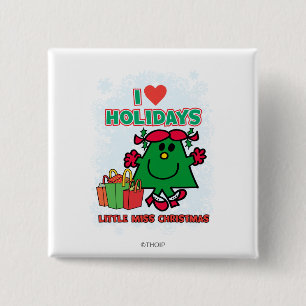 Little Miss Christmas   I Love Holidays 2 Inch Square Button