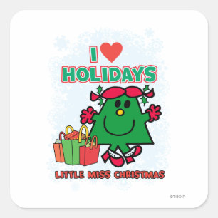 Little Miss Christmas I Love Holidays Square Sticker