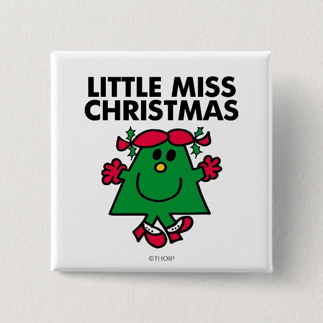 Little Miss Christmas Smile 2 Inch Square Button (Front)