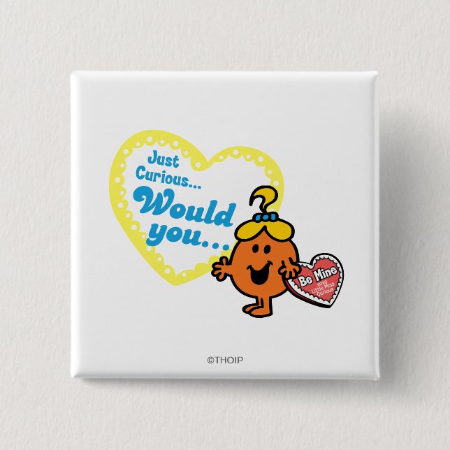 Little Miss Curious Valentine's Day Wish 2 Inch Square Button (Front)