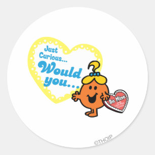 Little Miss Curious Valentine's Day Wish Classic Round Sticker