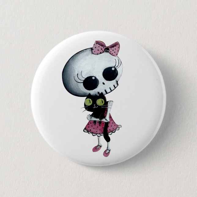 Little Miss Death - Hallowen Beauty 2 Inch Round Button (Front)