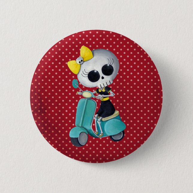 Little Miss Death on Scooter 2 Inch Round Button (Front)