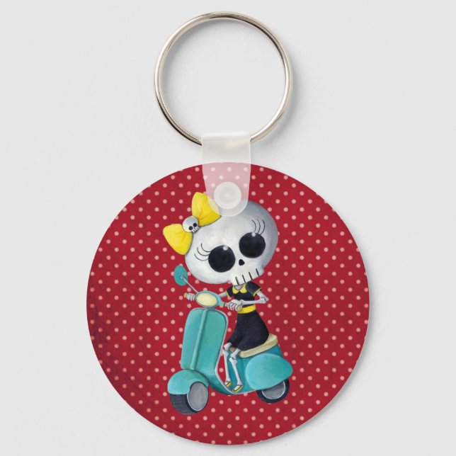 Little Miss Death on Scooter Keychain (Front)